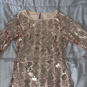 Sequin rose gold mini dress, draw string back!